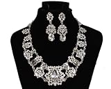 51RoiIalFkL. SL160  Choker Vintage Charm Crystal Rhinestone Chain Wedding Necklaces and Earring Set for women Bride XL021