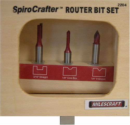 Milescraft 2204 3-Piece Router Bit Set for Designs/Inlays