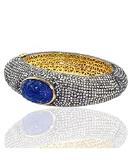 Natural Tanzanite Diamond Pave Bangle Bracelet 18kt Gold Jewelry