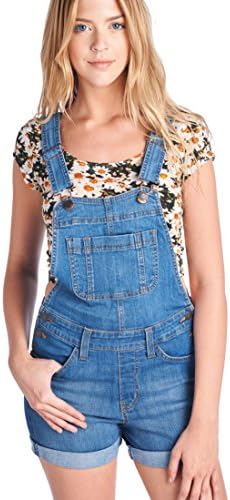 Parkers Jeans Women's Festival Denim Overall Shorts (2X-Large, Medium Stone)