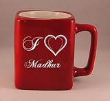 Laser Engraved Coffee Mug with I Love Madhur
