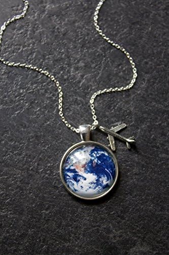 Wanderlust Necklace - Earth and Airplane Necklace