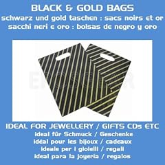 100 Klein Schwarz und Gold Kunststoff-Tragetaschen - Kostenlose Lieferung