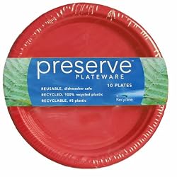 Preserve By Recycline Small Tulip Red Plates, 10-Count Bags (Pack of 4)