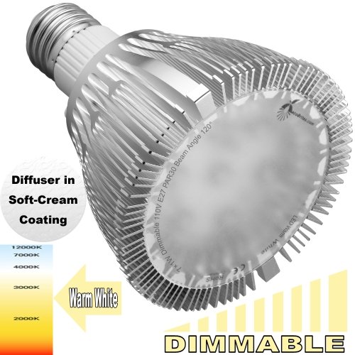EcoBrites Hi Brites Dimmable 7x1w Hi Performance LED light (replacing 60w incandescent/halogen bulbs). Warm White (2800k) Light Output in 120 degree Wide Angle Flood Beam Spread with Diffuser in soft cream coating. Standard PAR30 / R30. Working with Traditional Dimmer. Designed for Recessed Downlights, Spotlights, Track Lights & Floodlights (replacement or retrofit of Incandescent, Halogen, Fluorescent & CFL Bulbs). Free Shipping and Handling within the continental USA. Reviews 51Rou8Z6doL EcoBrites Hi Brites Dimmable 7x1w Hi Performance LED light (replacing 60w incandescent/halogen bulbs). Warm White (2800k) Light Output in 120 degree Wide Angle Flood Beam Spread with Diffuser in soft cream coating. Standard PAR30 / R30. Working with Traditional Dimmer. Designed for Recessed Downlights, Spotlights, Track Lights & Floodlights (replacement or retrofit of Incandescent, Halogen, Fluorescent & CFL Bulbs). Free Shipping and Handling within the continental USA. Reviews