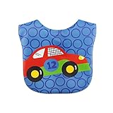 GOGO Wash And Wipe Eva Bib, Colorful Carton With Catch-All Pocket, 1 Pc-Blue Car