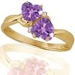 10k Yellow Gold Amethyst and Diamond Heart Ring (.02 cttw, I-J Color, I1 Clarity)
