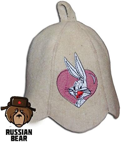 RussianBear TM Children's hat for Russian Banya, Finnish Sauna, Bath "Rabbit" Head Protection white wool felt