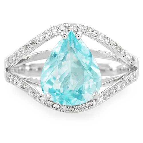 【GemsTV】 18K パライバトルマリン & ダイヤモンド WGリング