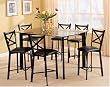 Black Metal and Glass Counter 7 Piece Dining Set By Coaster Furniture