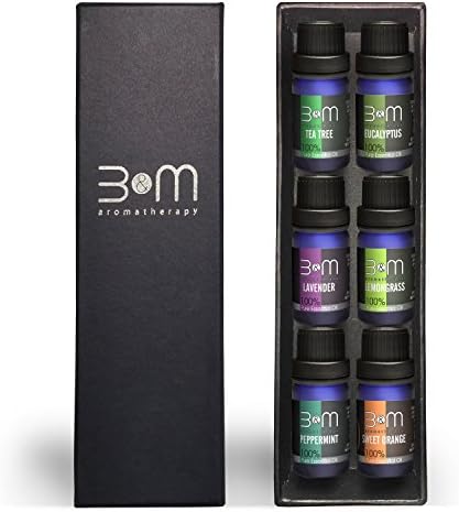Aromatherapy Top 6 100% Pure Therapeutic Grade Basic Sampler Essential Oil Gift Set- 6/10 mL (Lavender, Tea Tree, Eucalyptus, Lemongrass, Peppermint, Sweet Orange)