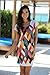 Tenworld Women Round Neck Short Sleeve Mini Dress Printing Party Cocktail (XL = US 10)