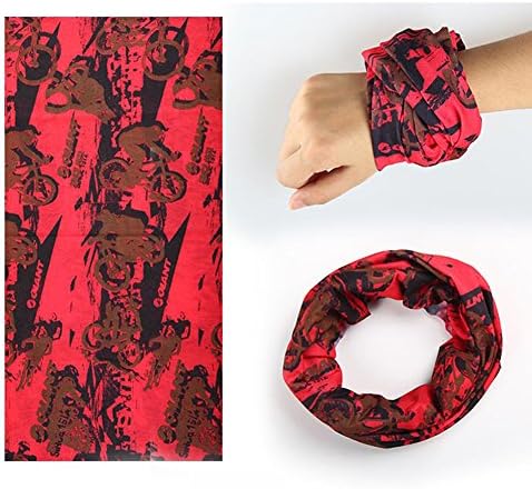KongYiJi Outdoor Sports Cycling Magic 12-in-1 Headband Fashion Headware - Wear it as a Neck Gaiter, Bandana, Balaclava, Helmet Liner, Mask & More (Hot Red)