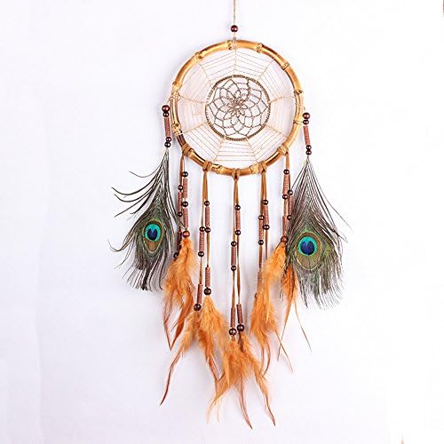 {Factory Direct Sale} Handmade Dream Catcher Circular Net with Feathers Wall Hanging Decoration Decor Ornament Craft Gift New (MS1051-yellow)