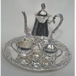 Godinger Silver Plated 4 Piece Grape Design Coffee Set Brand New, Open Box