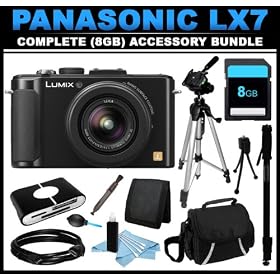 Panasonic Lumix DMC-LX7 Digital Camera (Black) Digital Camera Bundle + Everything You Need 8GB Accessory Bundle