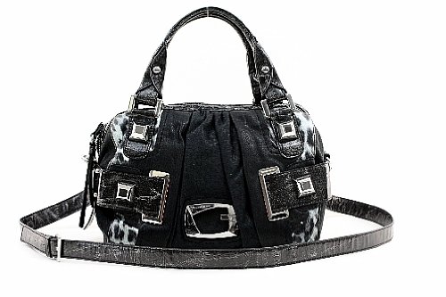 Guess Lioness Box Bag Coal Ladies Vinyl Handbag Purse SI250719