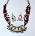 Indian Traditional Design Costume Handmade Bridal Wedding Fashion Lakh / Lac Jewelry Necklace & Earring Set With blue long kundan & Sparkling Stones & Faux Pearls for women rajrang