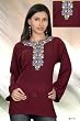Brownish Maroon designer wear embroidered kurti (women's tops) / Tunic