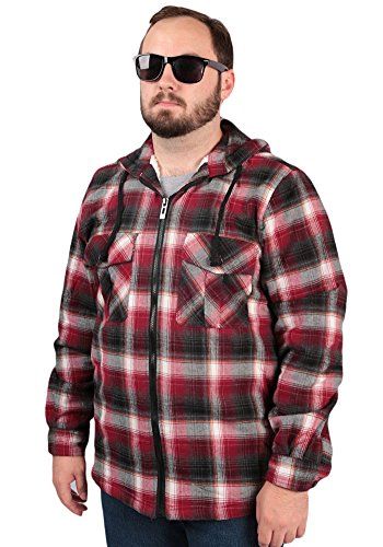 Woodland Supply Co. Men's Sherpa Lined Plaid Hooded Shirt Jacket