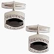 Cufflinks Pair Sterling Silver Onyx Gemstone (cflng248)