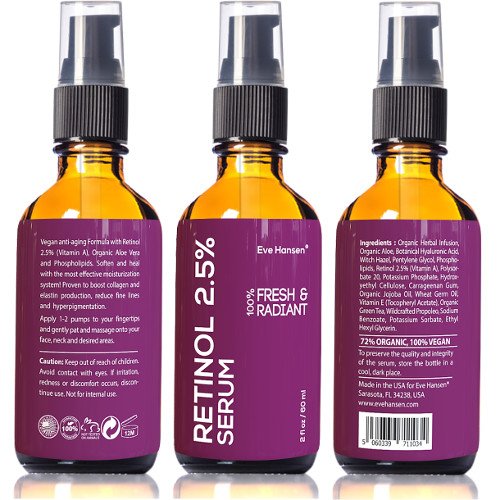 2 oz Retinol (Vitamin A) - Facelift in a Bottle #3 - 100% Vegan Anti Aging Serum - SEE RESULTS OR MONEY-BACK - Big 2 ounce (Twice the Size) Wrinkle Erasing Formula - SOFTEN YOUR SKIN INSTANTLY!
