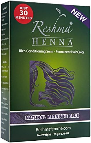 Reshma Henna Semi-Permanent Natural Hair Color - Midnight Blue (Pack of 6)