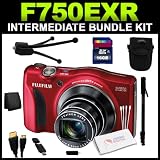 FUJIFILM F750EXR Red 16.0 MP 3.0 LCD 20X Optical Zoom Wide Angle Digital Camera Intermediate Bundle Kit includes Card Reader, HDMI Cable, (2) Tripods, Camera Case, 16GB SD Card and more!