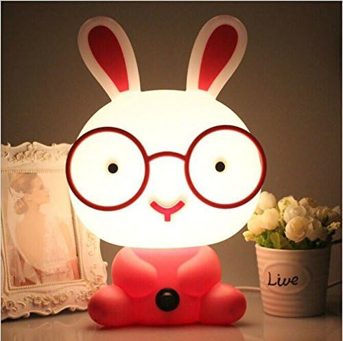 Cartoon Rabbit Night Light Children's Bedroom Table Desk Lamp Christmas Gift (pink)