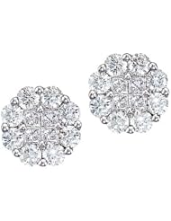 14K White Gold Diamond Clustaire Earrings