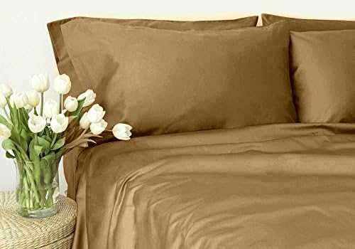 New Luxurious 600 Thread Count 100% Egyptian Cotton Solid Attached Waterbed Sheet Set, Super Single , Taupe with 22" deep pocket by Suburban Linens