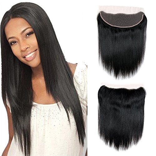 Queen Plus Hair 7a Unprocessed Malaysian Virgin Human Hair, Silky Straight Weave Thick Hair Extensions ,(14 16 18 with 12), 3 Bundles Mixed Length with Lace Frontal Closure (13*4)