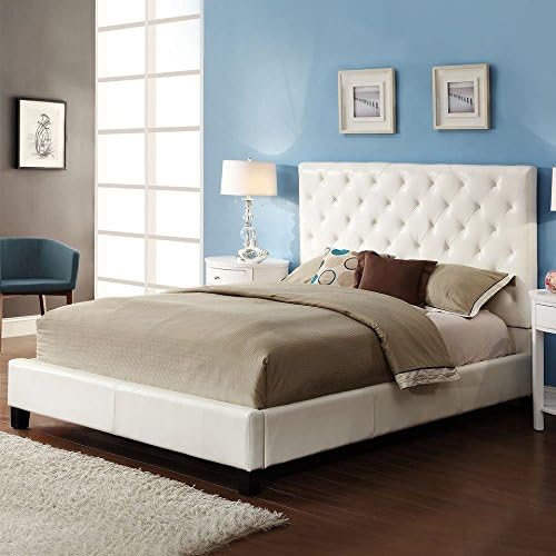 Metro Shop Sophie Tufted White Faux Leather Queen-size Platform Bed-Sophie Queen-size Tufted White Faux Leather Platform Bed Box