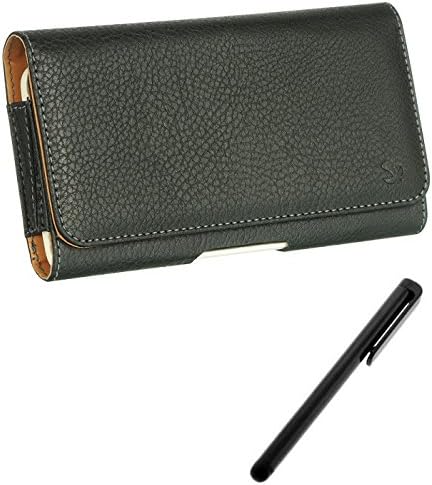 LG Lucid 3 Case, TopQualityThings Black Pebbled Design Leather Executive Carrying Pouch Holster with Belt Clip and Loops + TQT Black Stylus Pen for Touchscreen Phones