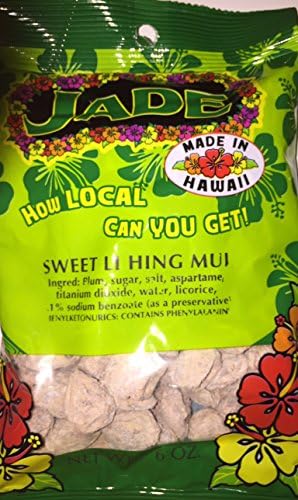 Jade Hawaii Sweet Li Hing Mui Dried Plums TWO PACK 6 oz. each