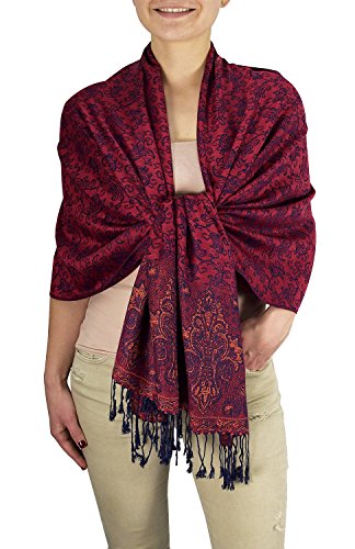 Peach Couture Womens Scarf Pashmina Scarf Fringe Scarf Long Scarf Red Scarf Shawl Paisley Pashmina Paisley Scarf Cranberry Red