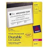 (Price/BX)Durable ID Labels, Laser, Permanent, 5x8-1/8, White