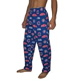 Mens MLB Chicago Cubs Walking Bear Cotton Thermal Sleepwear / Pajama Pants - Blue & Red (Size: 2XL)