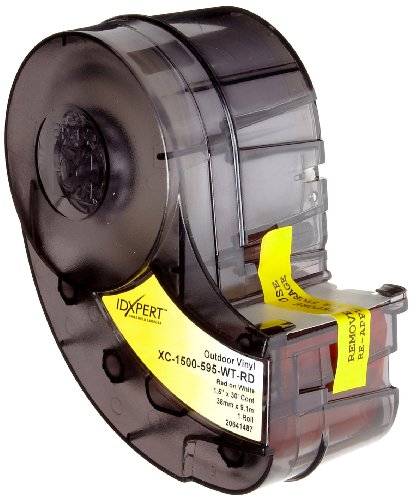 Brady XC-1500-595-WT-RD IDXPERT(TM) & LABXPERT(TM) Labels  B- 595 Indoor/Outdoor Vinyl Film Red on White, Printable Area: 19.000
