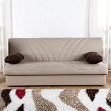 Max Three Seat Sleeper Sofa in Natural Cream and Brown