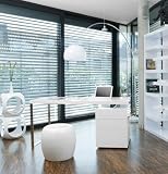 SalesFever White Line Schreibtisch inkl. Container mit 3 Schubladen weiß hochglänzend (H 76 x B 180 x T 85cm)