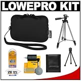 Lowepro Varia 10 Digital Camera Pouch (Black) with Tripod + Accessory Kit for Nikon Coolpix, Canon PowerShot, Pentax Optio, Olympus Stylus, Fuji FinePix, Kodak EasyShare, Casio Exilim, Panasonic Lumix, Samsung and Sony Cyber-Shot Digital Cameras