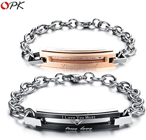 Fashion FreeZone Stainless Steel Lovers's Promise Bracelet & bangle Engrave "I love you most" Romantic/Fashion 703