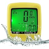 Blusmart Wireless Bike Speedometer Multi-functions with Clock Stopwatch Thermometer Waterproof Odometer of Big LCD Display Backlight