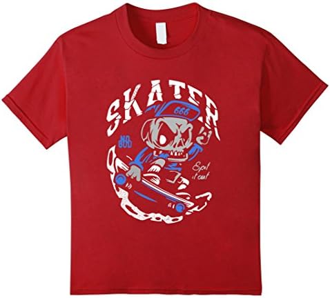 Kids SkateBoarding's KT Skull &amp; Bone T-shirt 10 Cranberry