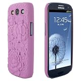 Skque 3D Rose Flower Carving Cover Case for Samsung Galaxy S3 I9300, Pink