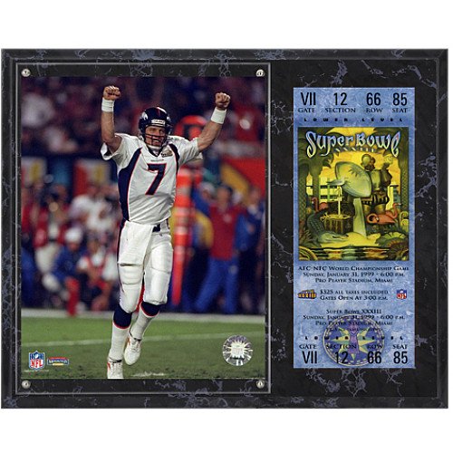 Mounted Memories Denver Broncos Super Bowl XXXIII John Elway Plaque with Replica Ticket