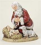 13 The Kneeling Santa Claus W/ Baby Jesus & Lamb Christmas Figure