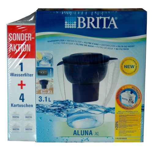 Brita Aluna XL Wasserfiltersystem, inkl. 4x Maxtra Kartusche, Vorteilspreis