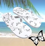 Ladies White Butterfly Just Married Honeymoon Imprint Flip Flops (UK 3-5)